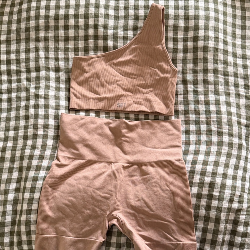 SET Active One-Shoulder Work Out Set - Blush